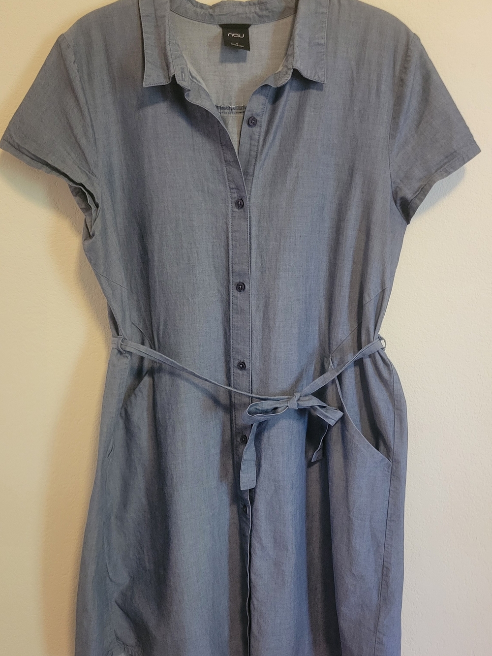Nau Chambray Shirt Midi Dress in Light Blue